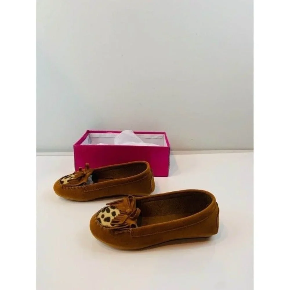 Brand New toddler girls tan leopard moccasin flats